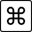 A computer key marked with a the four loop cloverleaf symbol.