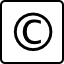 A computer key marked with a copyright sign.