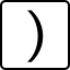 A computer key marked with a right parenthesis.