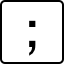A computer key marked with a semi-colon.